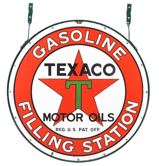 Outstanding Texaco Gasoline Filling Station Porcelain Sign.