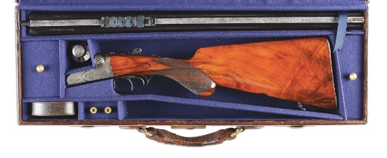 (C) Caliber 32-40 Manton & Company Boxlock Ejector Double Rifle in Case.