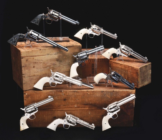 Lot of 10: Consecutively Numbered Unfired Colt Custom Shop Single Action Army Revolvers in Custom Di