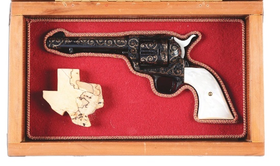 (C) Cased Custom Engraved & Pearl Handled Colt Single Action Army Revolver (1966).