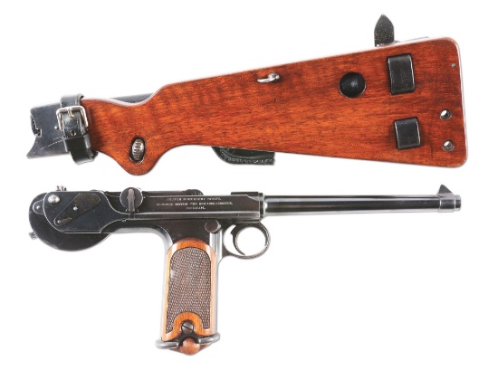 (C) Cased Borchardt C-93 Pistol w/ Carbine Stock