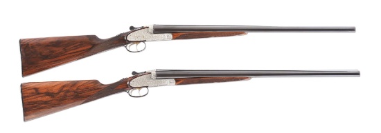 (M) Finely Crafted Pair of Ludwig Borovnik Best Sidelock Ejector Game Guns with Case.