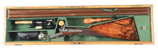 (A) Attractive High Condition James Purdey Hammer Side by Side Shotgun Incorporating Unusual Long Gu