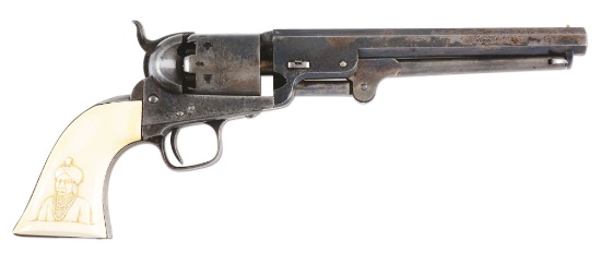 (A) Historic London Colt Carved Ivory-Handled Model 1851 Navy Percussion Revolver (1855).