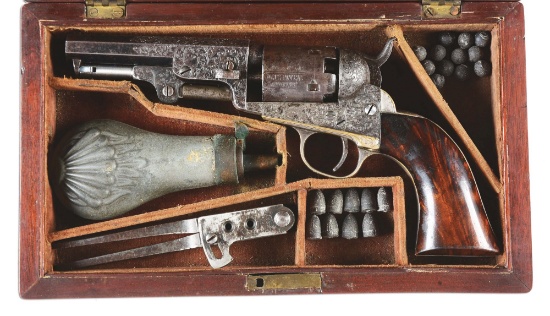 (A) Factory Cased & Engraved "FROM THE INVENTOR" Colt Model 1849 Pocket Percussion Revolver.