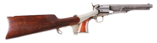 (A) Rare 7 - 1/2" Colt 1860 Long Flute Silver Plated Army Revolver with Original Shoulder Stock