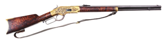(A) Incredibly Rare J. Ulrich Signed, Engraved & Gold Plated Winchester Model 1866 Lever Action Rifl