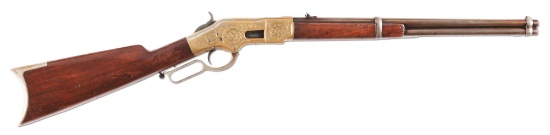(A) Winchester Engraved Model 1866 Lever Action Saddle Ring Carbine