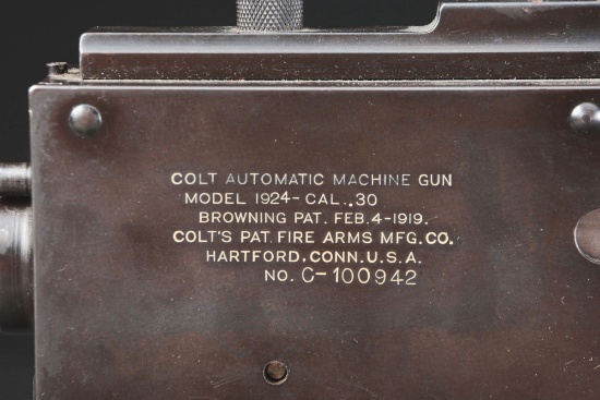 (N) Very Attractive Rare and Historic Colt Model of 1924 Water Cooled Machine Gun Used at Sing Sing