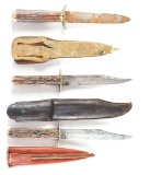 Lot of 3: Hunting Knives once owned by A.W. du Bray - Famous Parker Gun salesman and shooter.