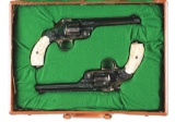 (A) Cased Pair of Japanese Engraved Smith & Wesson No. 3 Revolvers with Carved Pearl Grips.