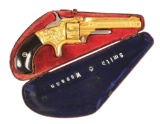 (A) Pipe Cased New York Engraved & Gold Plated Smith & Wesson 1st Model 3rd Issue Spur Trigger Revol