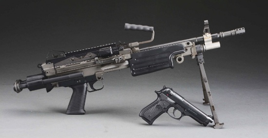 (M) Fantastic Condition Cased FN M249S Semi-Automatic Belt Fed Rifle in Case with Companion Beretta
