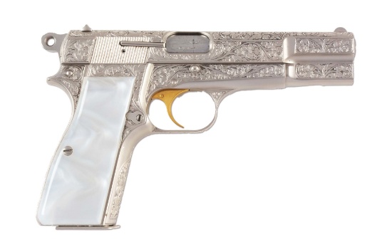 (M) Engraved Browning Hi-Power Renaissance Semi-Automatic Pistol (1969).