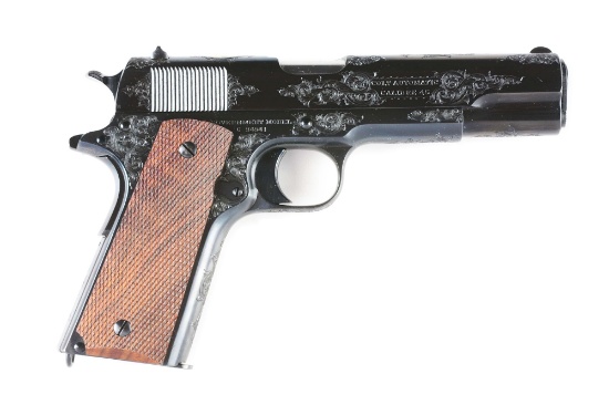 (C) Custom Engraved Colt 1911 Government Model Semi-Automatic Pistol (1917).