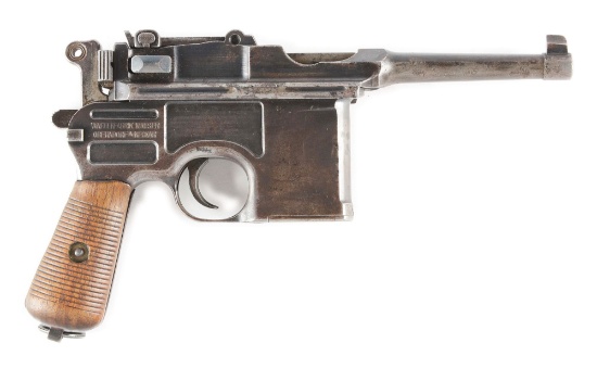 (C) Mauser C96 Bolo Broomhandle Semi-Automatic Pistol.