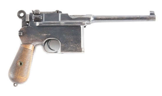 (C) Mauser C96 Broomhandle Semi-Automatic Pistol.