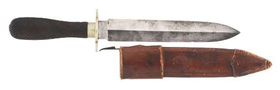 George Butler Spear-Point English Bowie Knife with Matching Sheath.