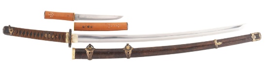 Lot of 2: Japanese WWII Naval Officer's Samurai Sword & Showa Tanto.