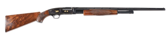 (C) Engraved & Gold Inlaid Winchester Model 42 Pigeon Grade .410 Slide Action Shotgun (1962).
