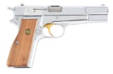 (M) Scarce Factory Nickel Belgian Browning Hi-Power Semi-Automatic Pistol.