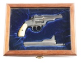 (A) Cased Merwin Hulbert .38 Factory Nickel Double Action Revolver with Extra Barrel.
