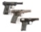 (C) Lot of 3: Early Semi-Automatic Pocket Pistols.