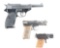 (C) Lot of 3: Walther P38, Mauser 1910/14, & a EMGE M. III Gas Pistol.