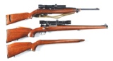 (C) Lot of 2: Sporterized WWII Semi-Automatic and Bolt Action Rifles plus Custom Stock.
