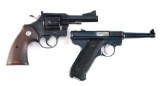 (C) Lot of 2: Colt Officers Model Match Double Action Revolver (1956) & Ruger Red Eagle .22 Semi-Aut