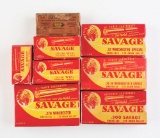 Lot of 8: Boxes of Various Savage Ammunition.