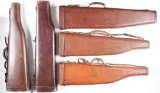 Lot of 5: Vintage Hard-Leather Takedown Rifle/Shotgun Cases.