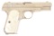 (C) FACTORY NICKEL COLT MODEL 1908 .380 ACP SEMI-AUTOMATIC PISTOL WITH PEARL GRIPS (1928).