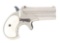 (C) HIGH CONDITION FACTORY NICKEL REMINGTON MODEL DOUBLE DERINGER WITH PEARL GRIPS.