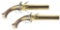 (A) SPLENDID & EXTREMELY RARE PAIR OF BRASS DOUBLE BARRELED TURNOVER FLINTLOCK PISTOLS BY THE RENOWN