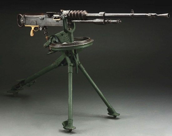 (N) HISTORIC WORLD WAR I FRENCH MODEL 1914 HOTCHKISS MACHINE GUN ON U.S. STANDARD PRODUCTS MOUNT (CU