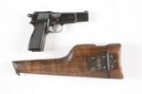 (C) JAPANESE CAPTURE INGLIS CANADIAN HI-POWER SEMI-AUTOMATIC PISTOL WITH STOCK.