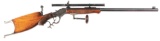 (C) STEVENS 44 - 1/2 POPE SPECIAL SINGLE SHOT RIFLE WITH SCOPE AND AMMO POUCH.