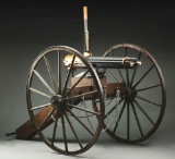 (M) THUNDER VALLEY MACHINE COMPANY REPRODUCTION COLT MODEL 1872 GATLING BATTERY GUN ON HOME MADE CAR