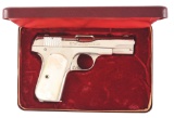 (C) CASED & NICKEL PLATED COLT MODEL 1903 SEMI-AUTOMATIC PISTOL WITH PEARL GRIPS.