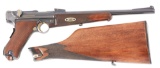 (C) DWM 1902 Luger Carbine Semi-Automatic Pistol.