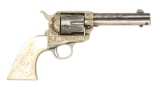 (C) INCREDIBLE FACTORY ENGRAVED COLT SINGLE ACTION ARMY REVOLVER WITH STEER HEAD PEARL GRIPS (1902)