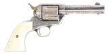 (C) ENGRAVED & IVORY COLT LONG FLUTE SINGLE ACTION ARMY REVOLVER WITH MONTANA SHERIFF'S BADGE AND FA