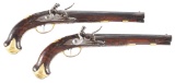 (A) Fine Pair of Jacob Kuchenreuter Relief Carved Flintlock Pistols.
