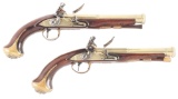 (A) A FINE PAIR OF ENGLISH FLINTLOCK BLUNDERBUSS PISTOLS BY NICHOLSON, CORNHILL, LONDON, WITH RARE T