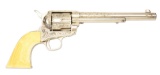 (A) HIGH CONDITION NEW YORK ENGRAVED ETCHED PANEL COLT FRONTIER SIX SHOOTER (1883) AND FACTORY LETTE