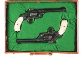 (A) CASED PAIR OF JAPANESE ENGRAVED SMITH & WESSON NO. 3 REVOLVERS WITH CARVED PEARL GRIPS.