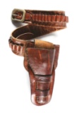 Matched R.T. Frazier Marked Combination Cartridge Belt and Double Loop Holster.