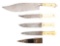 LOT OF 4: ANTIQUE BONE AND IVORY HANDLED KNIVES.