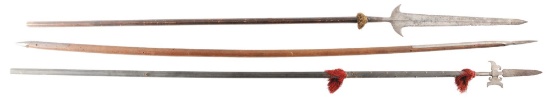 LOT OF 3: THREE ANTIQUE EUROPEAN POLEARMS INCLUDING A LATE 16TH CENTURY PARTISAN.
